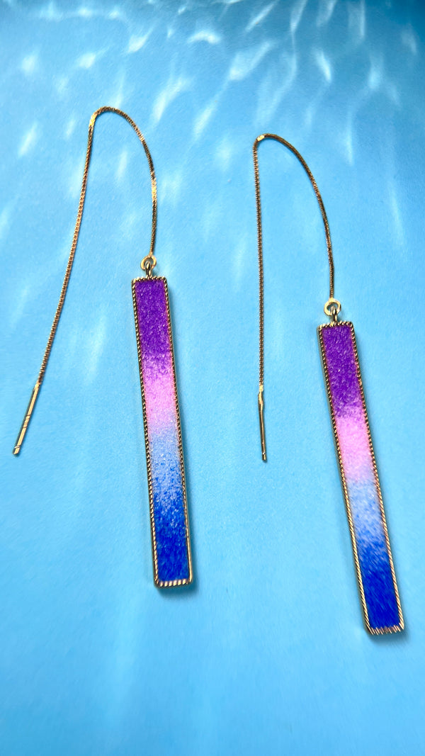 Elegant Fusion of Blue and Purple, Handmade Earrings